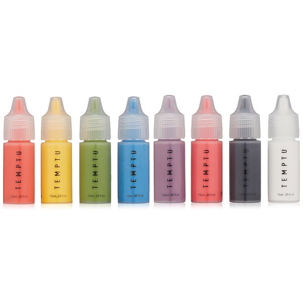 TEMPTU S/B Silicone-Based Hi-Definition Starter Set: Highly-Pigmented, Lightweight & Long-Lasting Vibrant Shades For Face & Body, Create Bold, Fantasy Looks, Oil-Free, 0.25 Fl Oz (Pack of 8)