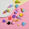 Food Earsers for Kids, 16 Pcs 3D Cute Mini Ice Cream Donut Take Apart Erasers, Cool Fun Puzzle Desk Pet Erasers for Girls