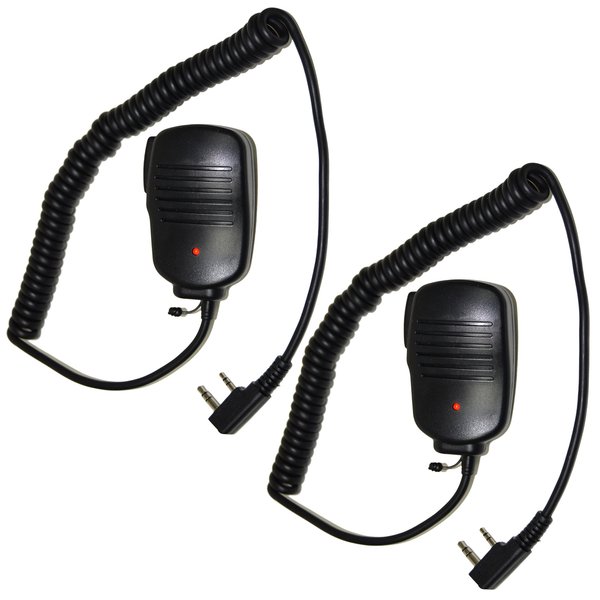 HQRP 2-Pack 2 Pin PTT Mini Speaker Mic Compatible with Kenwood NX420, NX240v, NX340u, NX320, NX220 + HQRP Sun Meter
