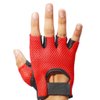 PRIME SPORTS Leather Padded Mesh Fingerless Weight Lifting Exercise Gym Wheelchair Gloves Black/Red Wlg-021 (Medium)