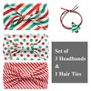 Ainuno Wide Boho Christmas Headbands for Women Red Green Polka Dots Stripe Workout Thick Party Bandana Headband Winter Fashion Yoga Head Bands Hair Knotted Elastic Stretch Headwear Pack of 3