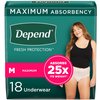 Depend FIT-FLEX Incontinence Underwear for Women, Disposable, Maximum Absorbency, Medium, Blush, 18 Count (Pack of 1)