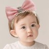 Bethynas Princess Crown Lace Bowknot Headband for Baby Girls Handmade Chiffon Elastic Baby Hairband Birthday Party Crown Hair Accessories for Newborn Infant Toddlers (Style 2 - pink)