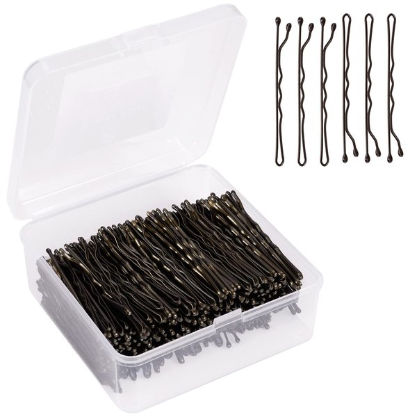 Bobby Pins Brown 400 Count Hair Bobby Pins with Case for Girls Women, Bun Pins for Thick Hair, Fine Hair, All Hair Types, 10.5 Oz/300 g