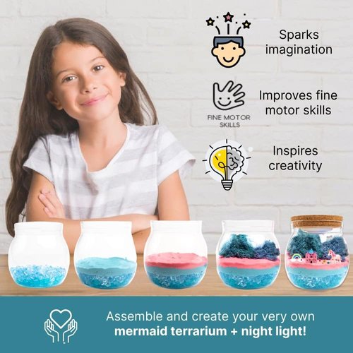 Unicorn Light Up Terrarium Kit for Kids I DIY Unicorn Toys Craft Kits for Kids I Terrarium Jar Night Light for Kids Crystal Growing Kit I Unicorn Gifts for Girls Age 4-12