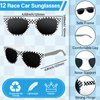 24 PCS Race Car Sunglasses Wristbands for Racing Theme Party Favors Set Race Car Checkered Sunglasses Black and White Checkered Rubber Bracelets for Summer Pool Racing Theme Birthday Gifts Supplies