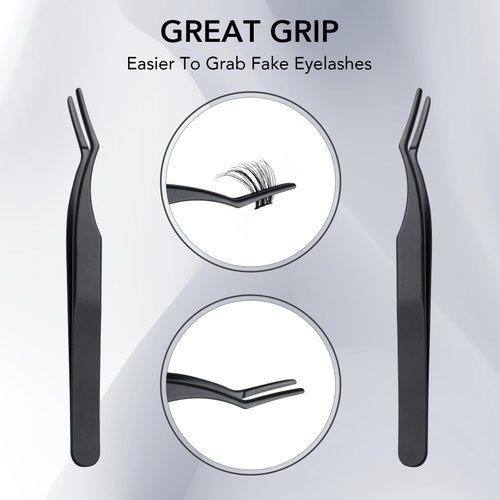 Eyelash Applicator Tool Cluster Lash Tweezers For False Lashes, Curved DIY Eyelash Tweezers for Eyelash Clusters Easy Lash Application and Removal Eyelash Clamper