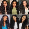 Buildxin Deep Wave Lace Front Wigs Human Hair 180% Density Curly Human Hair Wig 13x4 Wet and Wavy Lace Front Wigs Human Hair Pre Plucked HD Lace Frontal Wigs for Women with Baby Hair 24 Inch