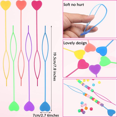 6 Pieces Hair Beader Tool Quick Beader Automatic Hair Beader Hair Braiding Tools Ponytail Maker Styling Tool Beader for Hair Braids Kids with 1000 Pieces Mini Rubber Bands (Delicate Colors)