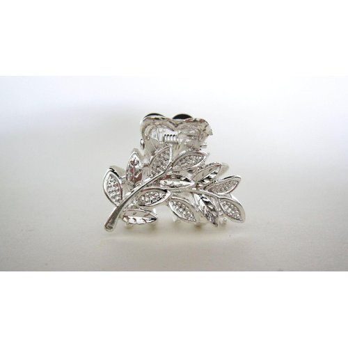 Generic Small mini light silver metal leaf hair claw clip