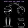 Laza 600pcs Medium Length Duck Nail Tips 12 Sizes Box-packed Clear Duck Nails Half Cover Wide Nail Tips French False Nail Tips for Acrylic Nails Extension Tips — 28MM