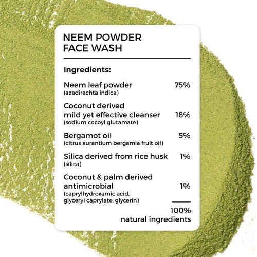 BRILLARE Real Neem Powder Facial Cleanser, Face Wash for Oily Skin, Complete Natural Skincare, for Men & Women, 15g
