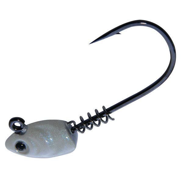 Gamakatsu Superline Swim Bait 1/8 oz Head Fishing Hook (3 Pack), Size 4/0, Pearl White