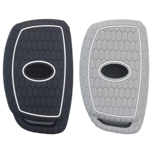 REPROTECTING Silicone Rubber Key Fob Cover Compatible with 2016-2021 Hyundai Elantra Elantra GT Ioniq Sonata Tucson SY5MDFNA433《not for Keys with Eject/fold Buttons》(4 Button Smart Key, Black Grey)