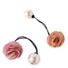 Suoirblss 5 PCS Hair Accessories Women Satin Ribbon Rose Flower Imitation Pearl Ponytail Hair band (Color random)