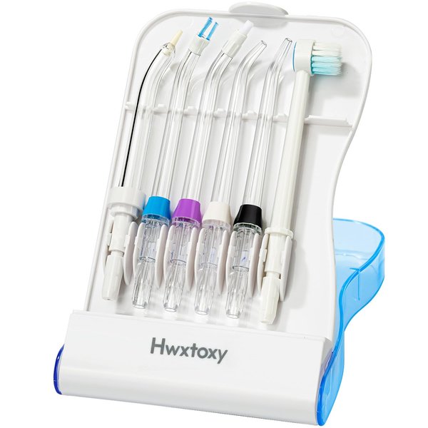 Hwxtoxy Replacement Tips for Waterpik Water Flosser, Waterpik Replacement Heads, Storage Case & AquaFlosser 6 Tips (Aquaflosser 6 Tips)
