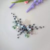 Kercisbeauty Boho Wedding Bridal Crystal Hair Comb Clips Navy Blue Green Beads Headpiece Pins Silver Headpiece Women's Dancing Ball