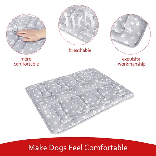 Dog Crate Bed Mat (36" X 23"), Soft Dog Bed Mat with Cute Stars, Personalized Dog Crate Pad, Anti-Slip Bottom, Machine Washable Kennel Pad