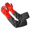 Coopache Full Arm Pond Gloves with Cotton lining Extra Long Waterproof Gloves for Pond Cleaning Care and Machinery Industry 25-inch (Red & Black, Medium)