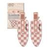 Kitsch Creaseless Hair Clips - Recycled Plastic XL No Bend Hair Clips for Makeup | No Crease Hair Clips | Stylish Make Up Hair Clip | Hair Accessories Styling Clips, 2pcs (Terracotta Checker)