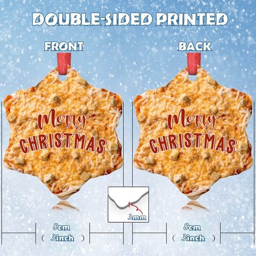 Vegan Truffle Pizza Christmas Tree Ornaments Snack Food Christmas Ornaments 2022 Pizza Hanging Ornaments Holiday Memorial Christmas Keepsake New Year Gifts for Friends, 3 inch