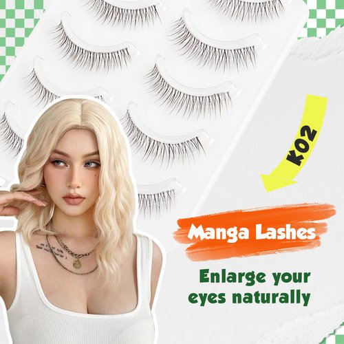 Lashes Natural False Eyelashes Soft Wispy Lashes Faux Mink 11mm False Lashes Chiref Fluffy Curly False Eyelashes Natural Look Lashes 3D 5 Pairs K02-Pure