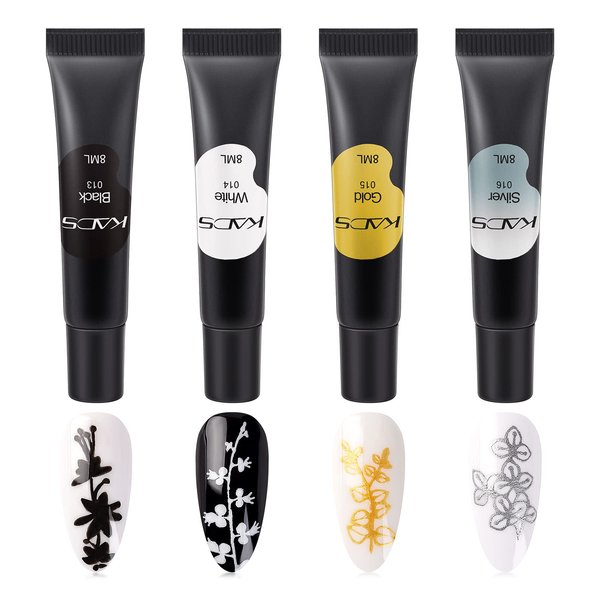 KADS Nail stamping polish gel Pack of 4 Colors 8ML UV LED Gel Polish for nail stamping plate (Set 2)