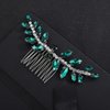 Xerling Brides Wedding Hair Comb Handmade Green Rhinestone Crystal Hair Side Comb Bridal Hair Pieces Boho Headpiece Hair Jewelry Accessories for Women Flower Girls (Green)