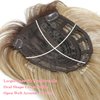 Megito Long Wavy 18inch Hair Topper Big Base Cover Thinning Hair Clip in Hair Toppers for Women Fiber Wiglets with Fringe Ombre Mix Blonde Color