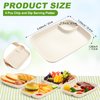 Rtteri 4 Pcs Chip and Dip Serving Platter Set Large Plastic Divided Party Tray Snack Plates 9.84 x 7.28 x 1.26 Inches Reusable Serving Platter Dumpling Plate with Sauce Compartment for Buffet Parties
