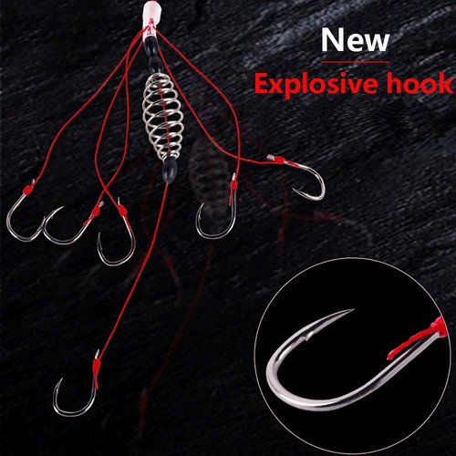 Dyxssm Trap Fishing Hooks Carp Fishing Baits Hook Lure with Fishing Spring Carp Feeder (Pack of 4) (6#)