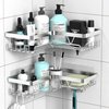 KEGII Corner Shower Caddy, Shower Organizer Stainless Steel Corner Shower Shelves, No Drilling Shower Rack Storage, Adhesive Silver Shower Caddy Corner for Bathroom