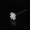 Silver Rhinestone Flower with Mini Pearl Center Bridal Hair Pin - Set Of 2