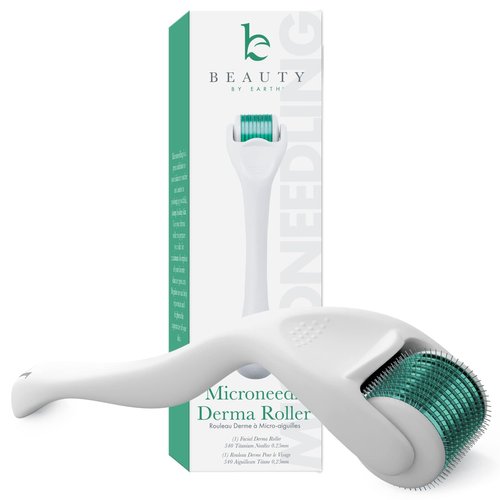 Derma Roller Microneedling Roller - Titanium 0.25mm Micro Needler for Face, Gently Exfoliates, Microneedle Tool for Beard, Scalp & Hair, Skincare Tools for Face