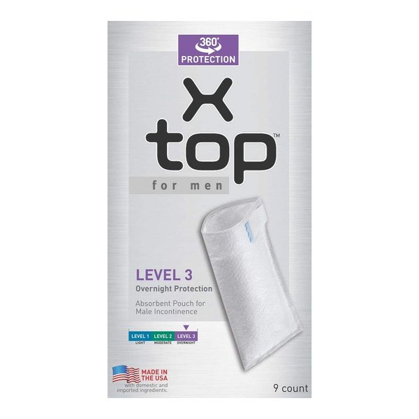 X Top for Men Incontinence Pouch, Level 3, Pack/9