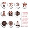 Happy 75th Birthday Hanging Swirls Streams Ceiling Decorations, Celebration 75 Foil Hanging Swirls with Cutouts for 75 Years Old Rose Gold Birthday Party Decorations Supplies