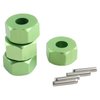 GDOOL 12mm Hex Wheel Hub Mount, Aluminum 7mm Thick with 2x10mm Stub Axle Pins for 1/10 Slash 4x4 & HQ 727 RC Cars Replacement Upgrade Parts (Green)(Set of 4)