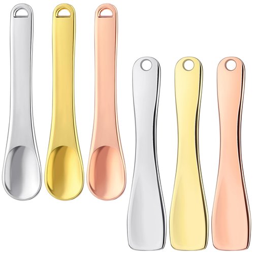 Giantree 6 Pcs Metal Makeup Spatula, Skin Care Makeup Spoons Mini Face Spatula Skincare Applicator for Beauty Cosmetics Lotion Mask Creams Stick Tiny Scoop