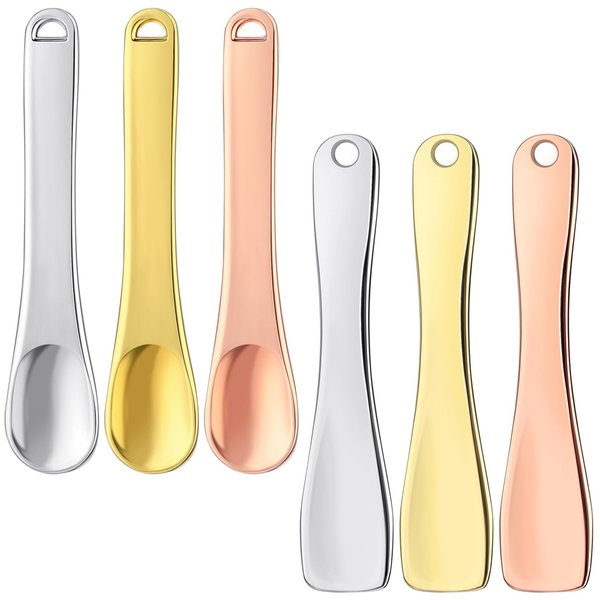 Giantree 6 Pcs Metal Makeup Spatula, Skin Care Makeup Spoons Mini Face Spatula Skincare Applicator for Beauty Cosmetics Lotion Mask Creams Stick Tiny Scoop