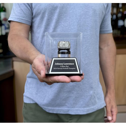 FANTASYJOCKS Custom Acrylic Championship Ring Display Case - Perfect for Fantasy Football Baseball Softball Cheer Basketball