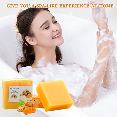 3 PCS Turmeric Soap Bar, Natural Bar Soap for Face & Body, Handmade Tumeric Soap with Coconut Oil, Cleanse Skin, Moisturizing & Soothing Gentle Cleanser Soap for All Skin Types