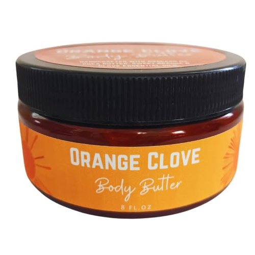 Orange Clove Body Butter - All Natural Handcrafted Ultra-Moisturizing & Luscious. No Parabens, Phtahalate Free, Vegan. 1 ct. (8 fl. oz)
