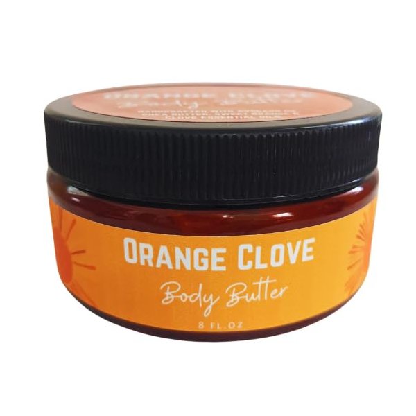 Orange Clove Body Butter - All Natural Handcrafted Ultra-Moisturizing & Luscious. No Parabens, Phtahalate Free, Vegan. 1 ct. (8 fl. oz)