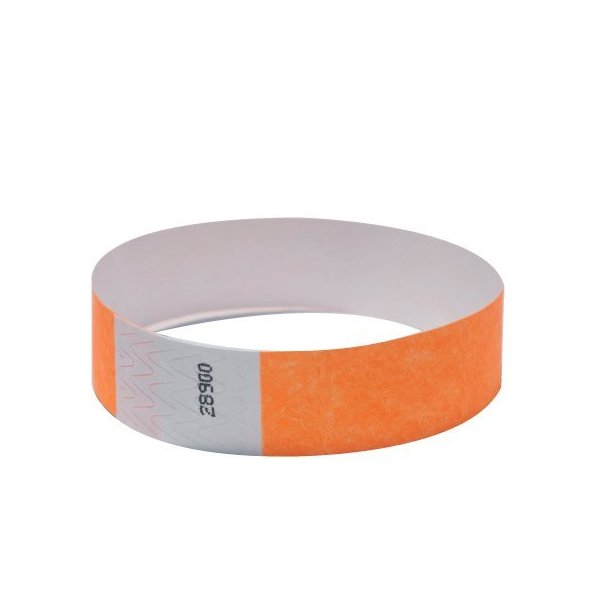 EventWristbands Premium 3/4" Tyvek Wristbands (500 Count, Neon Orange) - Red, Green, Blue, Yellow & Orange Colored Event Wristband Paper Bracelets - Neon Wrist Bands for Festivals