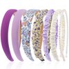 VELSCRUN 7 Pcs Different Headbands for Women Fashion Purple Solid Head Bands Pearl Headband Non Slip Hair Band for Womens Thin Thick Short Hair Face Wash Hair Accessories Gifts for Women Gilrs