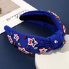 mokkia 4th of July Headband for Women American Flag Star Knotted Headbands Red White and Blue Rhinestone Crystal Top Knot Headbands Patriotic 4th of July Accessories Party Favors (American Flag D)