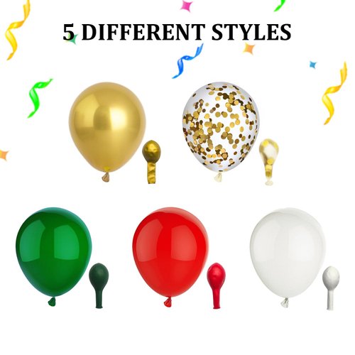 PheiLa 50 Pcs 12 Inch Christmas Balloons Red Green White Gold Confetti Balloons Christmas Party Decoration Supplies for Xmas Birthday Baby Shower Wedding New Year Party Decorations