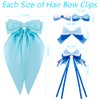 AHONEY 5 Pack Blue Hair Bows for Girls Hair Clips, Satin Hair Bow Princess Dress Up Hair Ribbons Cute Bow for Hair Accessories for Girls Women Princess Birthday Party Favors Decorations Gifts (Elsa)