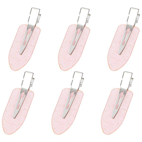 Mini Skater 6Pcs No Bend Hair Clip Makeup Pin Curl Clips No Crease Hair Clip for Hairstyle Bangs Waves Styling Hair Salon (Glitter Pink)
