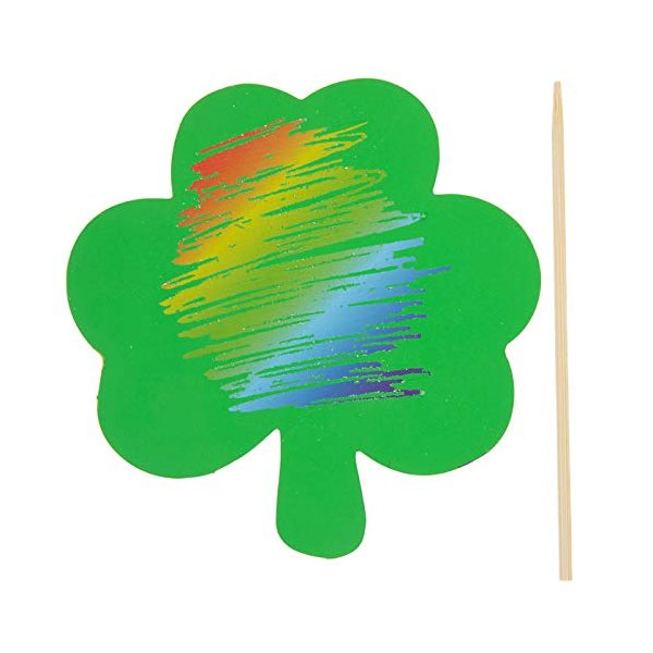 Shamrock Scratch Art Craft Kit St Patrick's Day Party Supplies 24 Count